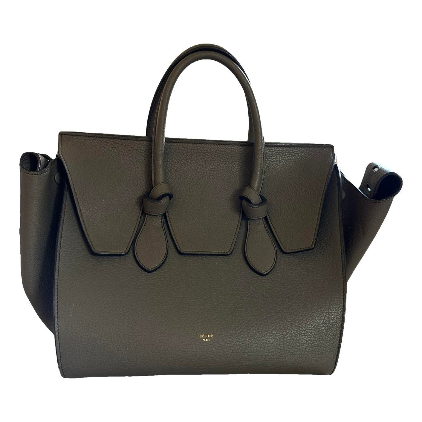 Tie leather handbag