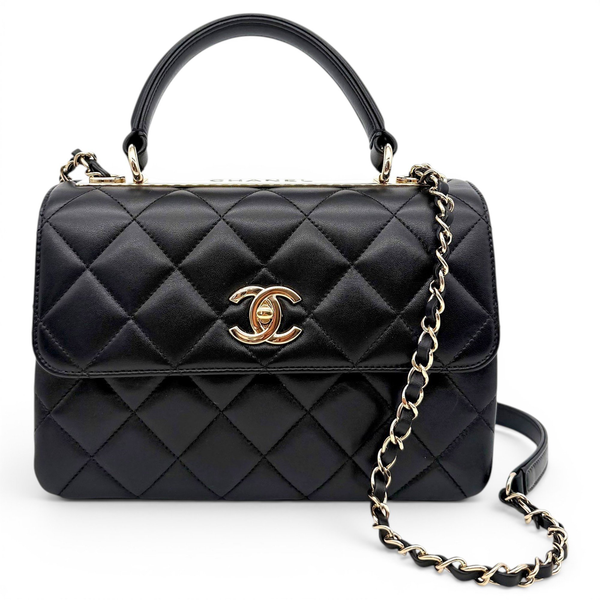 Trendy CC Top Handle leather handbag