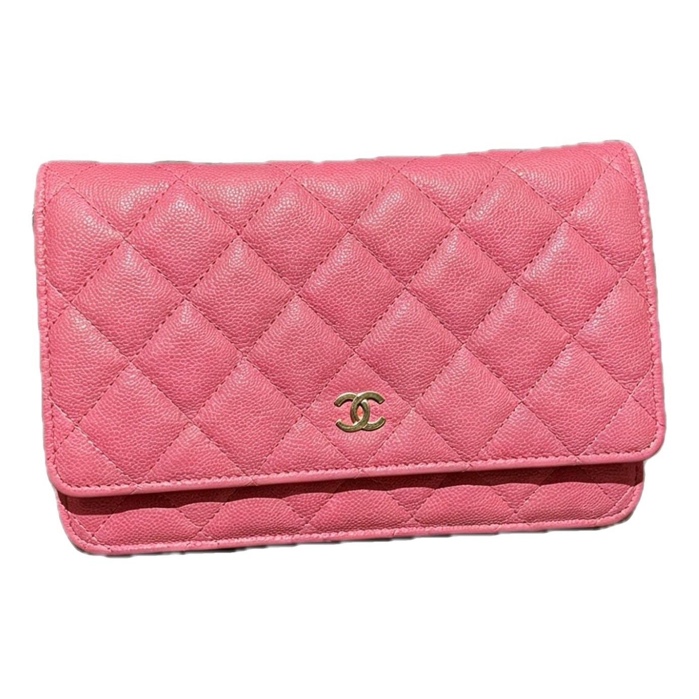 Trendy CC Wallet on Chain leather handbag