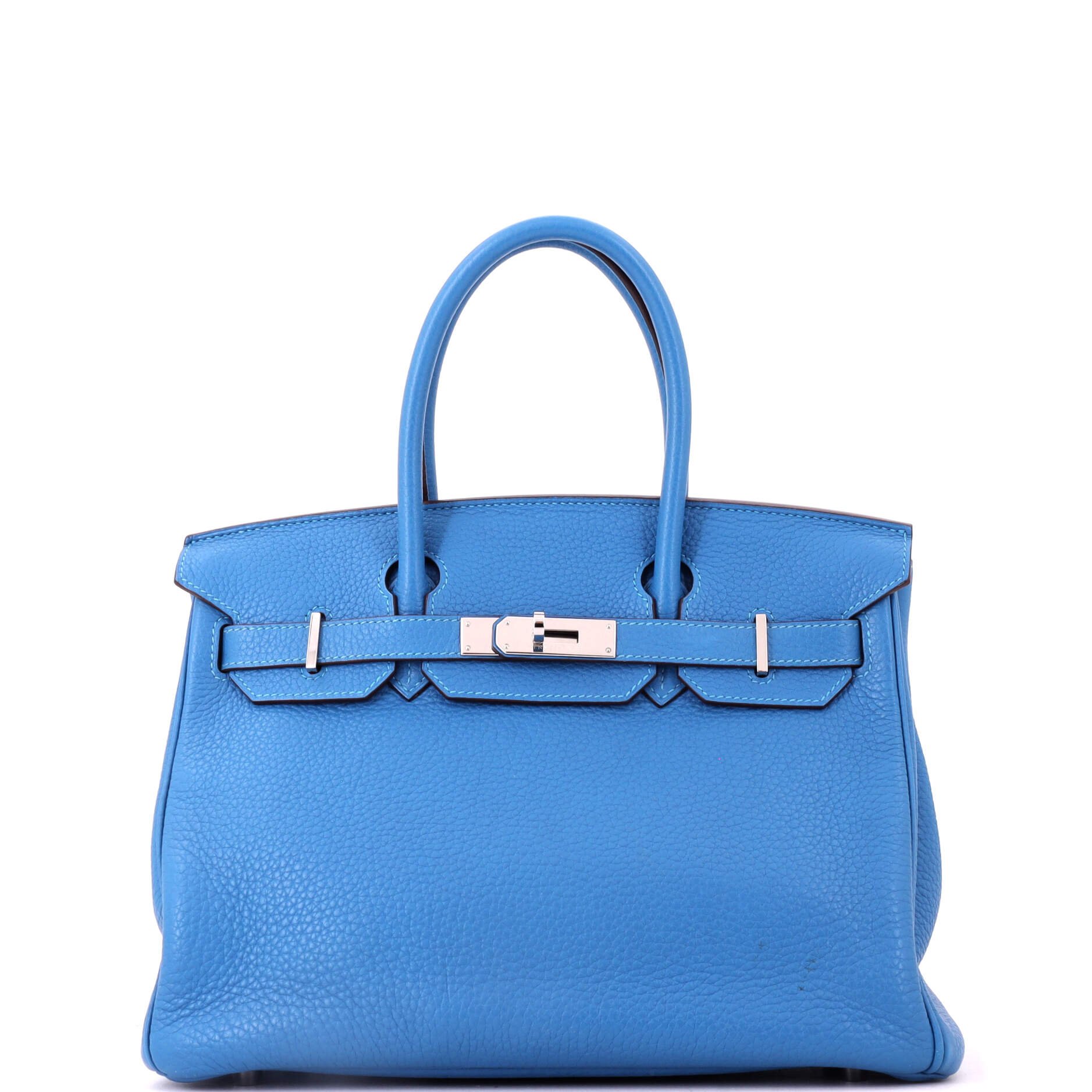 Birkin Handbag Mykonos Clemence with Palladium Hardware 30