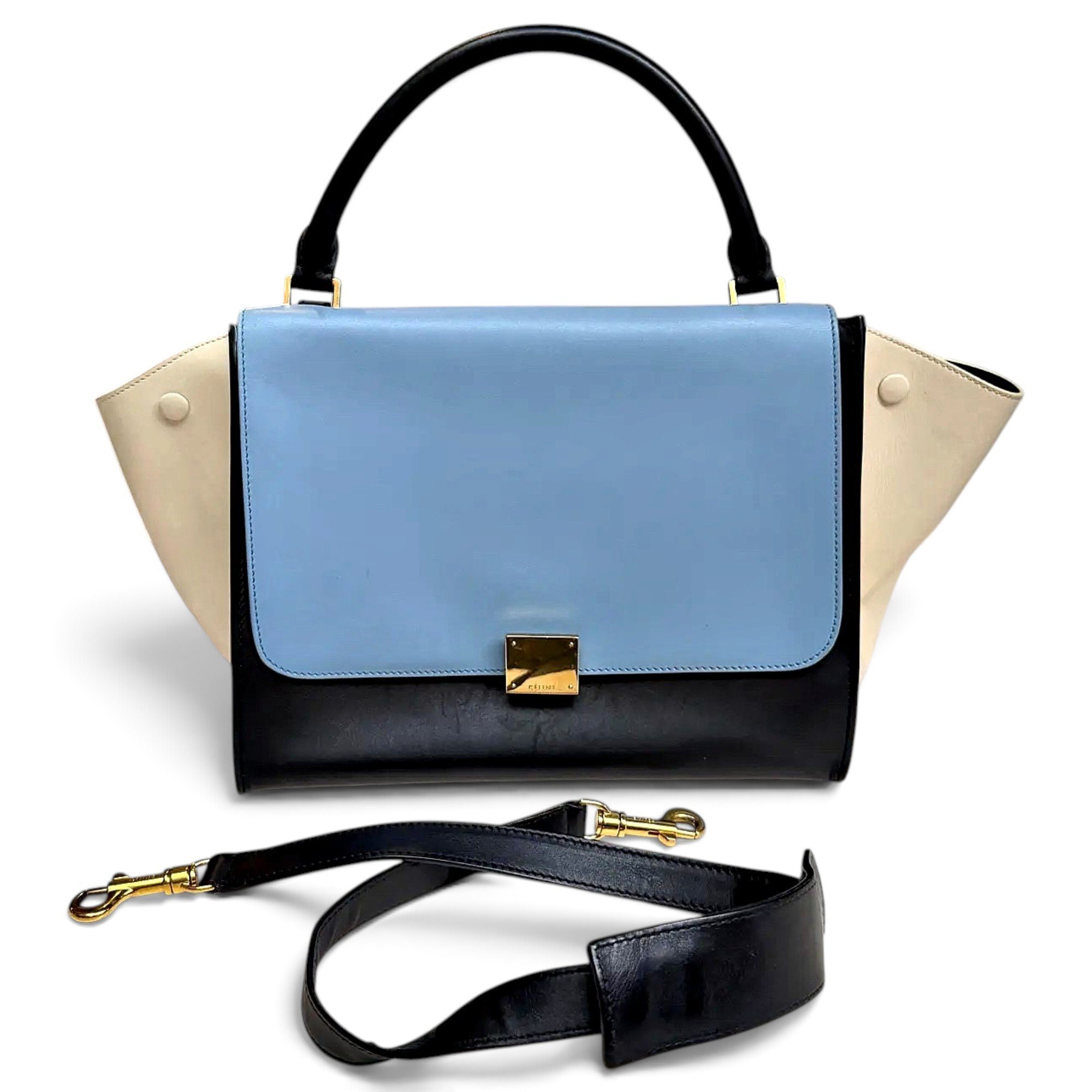 Trapèze leather handbag