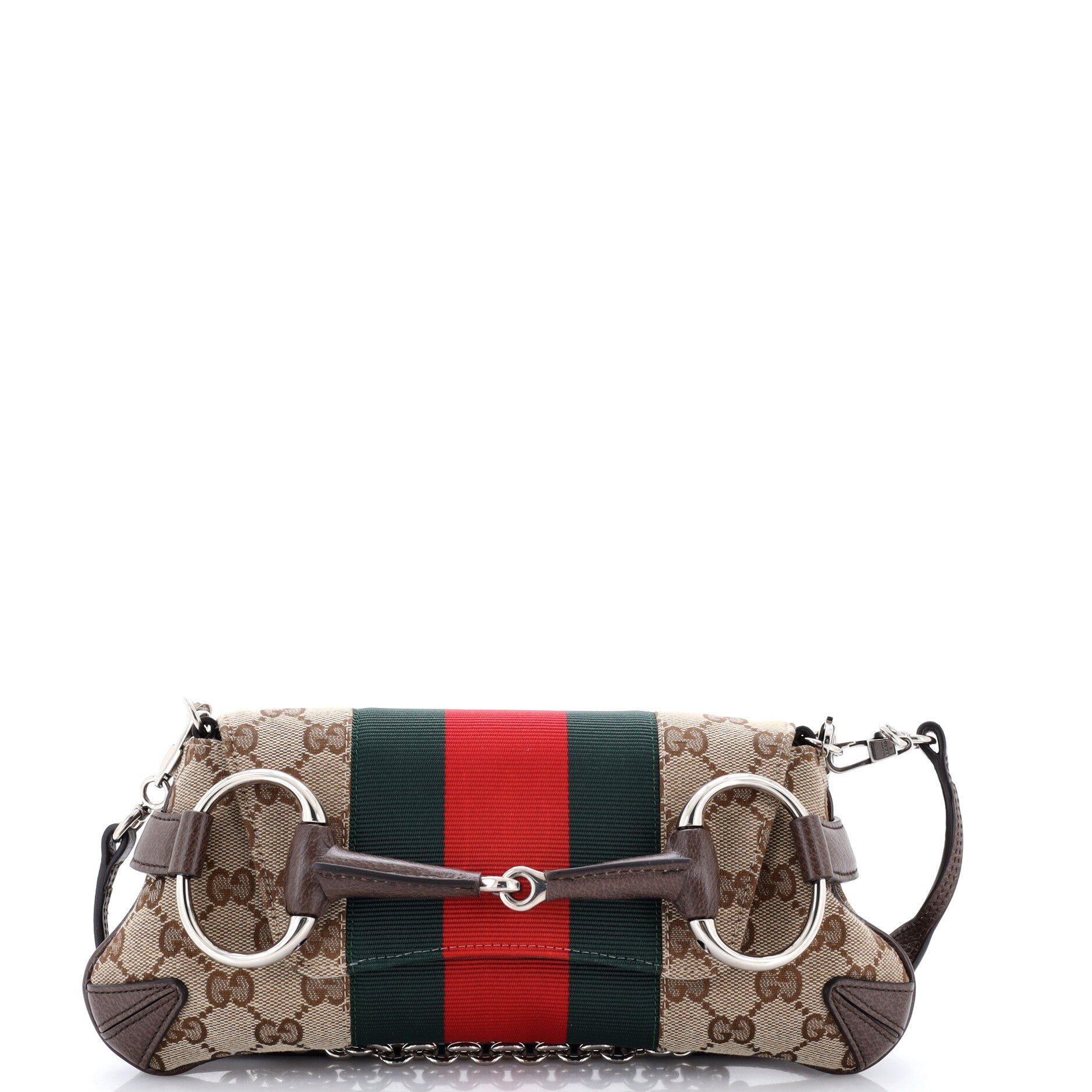 Horsebit NM Web Chain Clutch GG Canvas Small