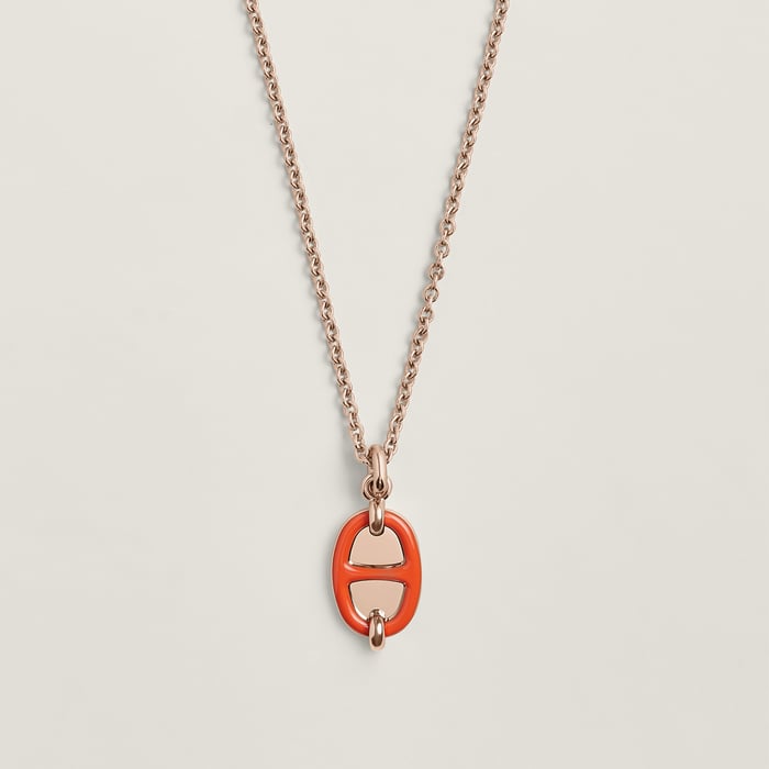 Orange Passion Mini Maillon Pendant, Small Model