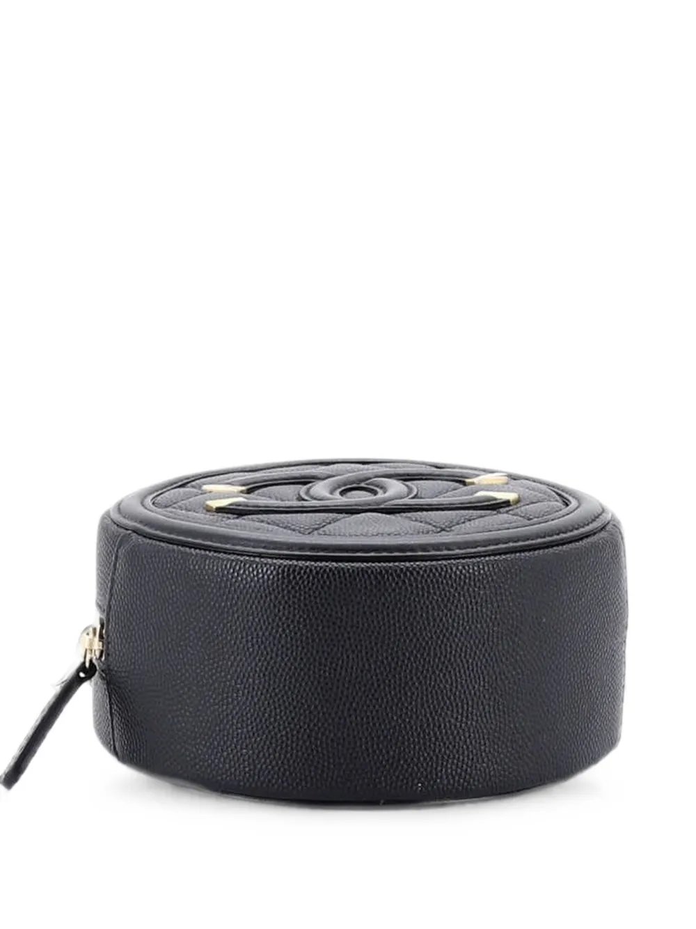 Filigree Round Clutch with Chain Quilted Caviar Mini crossbody bag