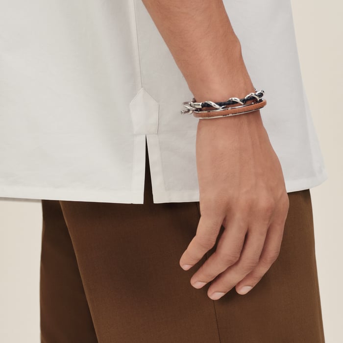 Blanc Short-sleeve Boxy Fit Shirt With Vareuse Collar
