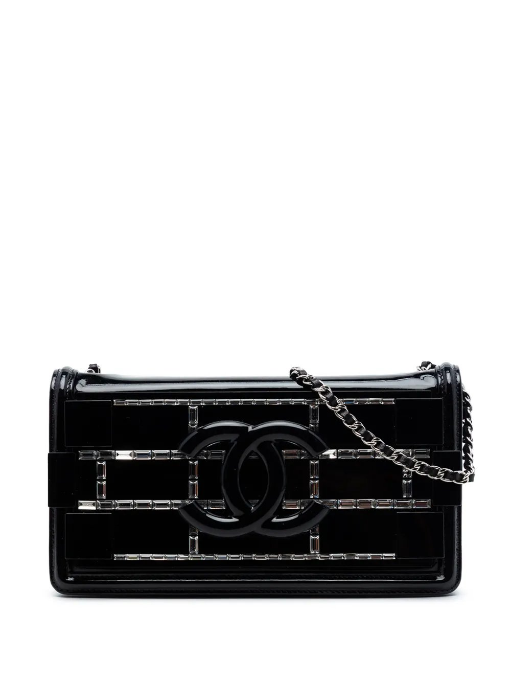2014-2015 Patent and Acrylic Crystal Embellished Boy Brick Horizontal Flap crossbody bag