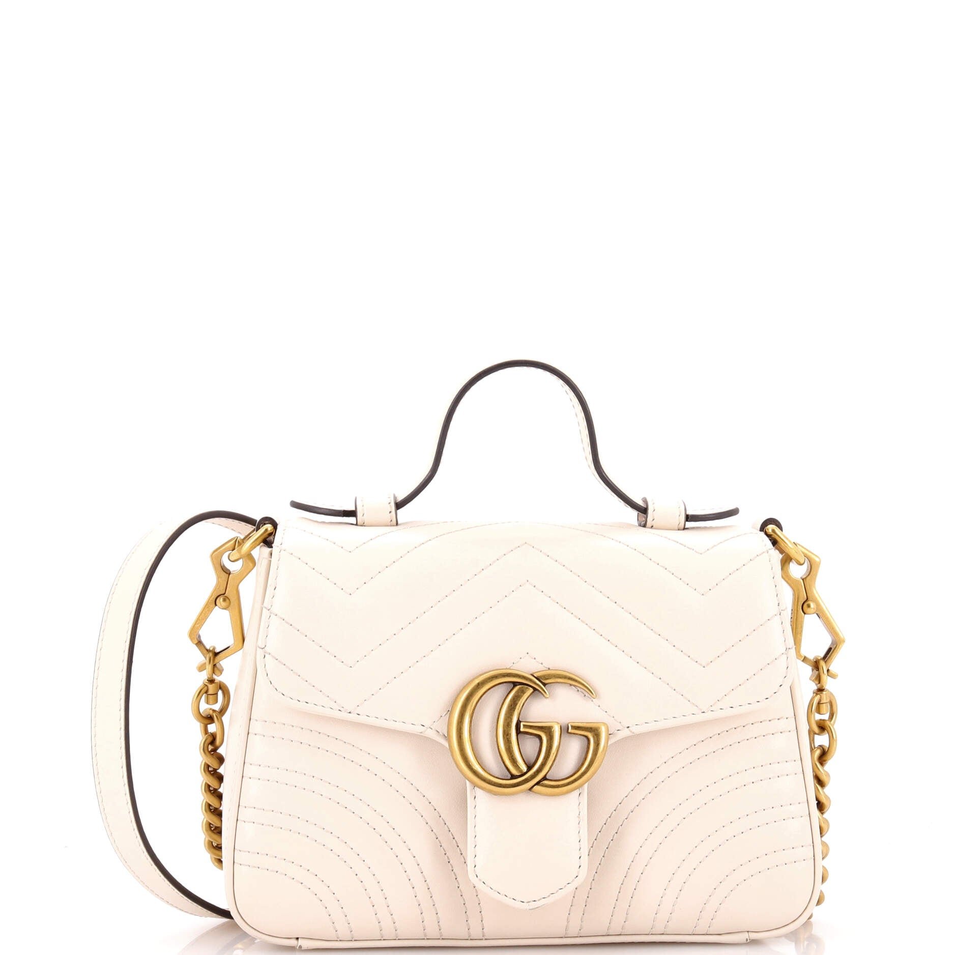 GG Marmont Top Handle Flap Bag Matelasse Leather Mini