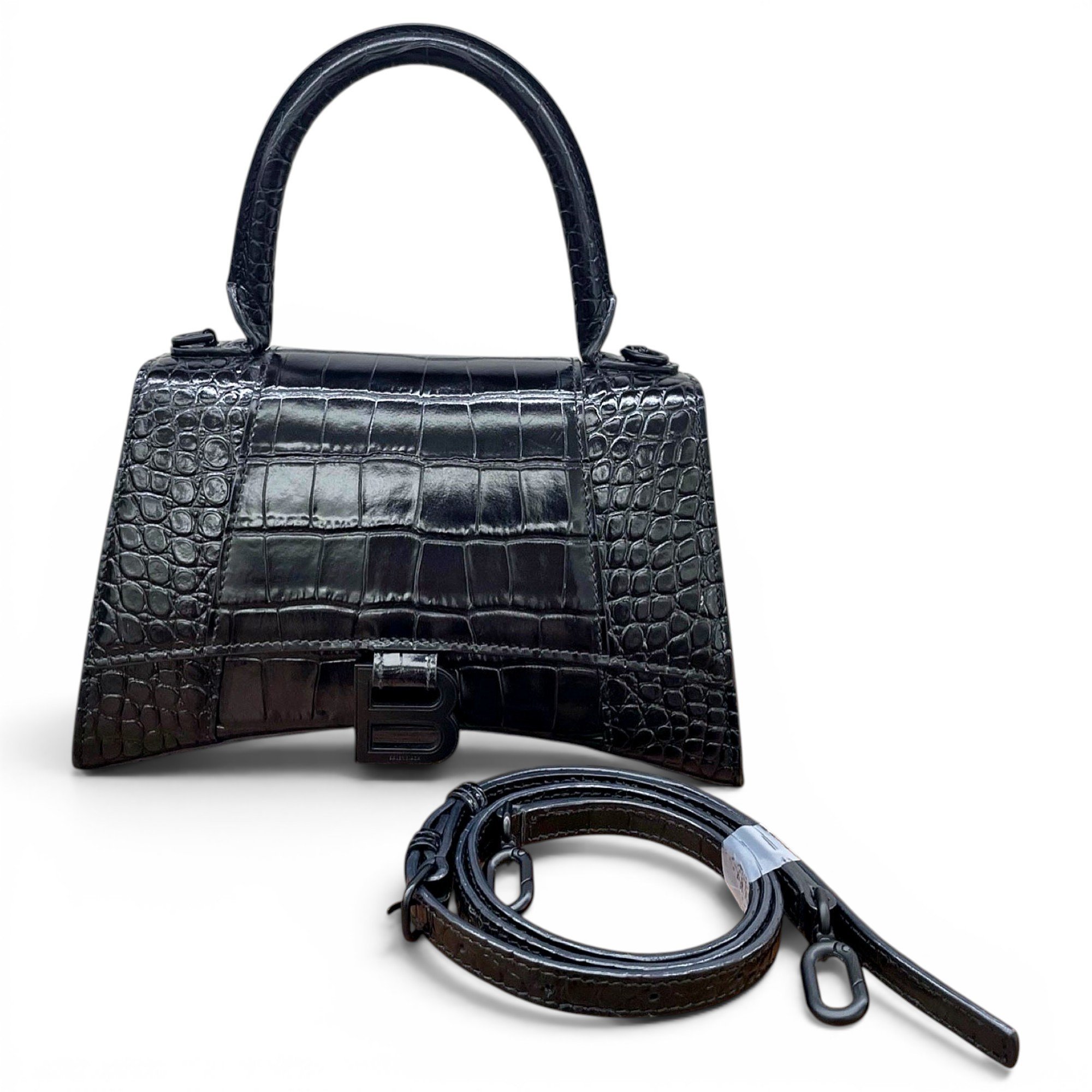 Hourglass leather handbag