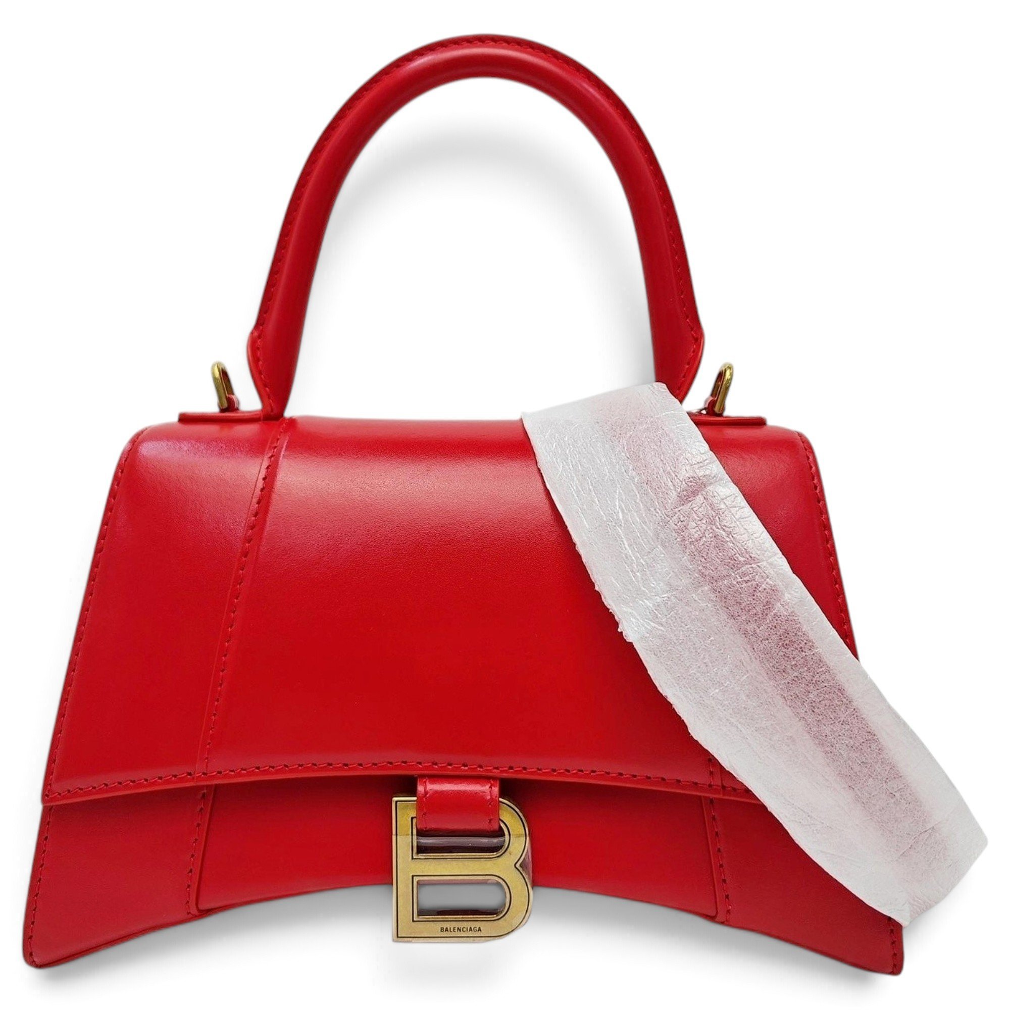 Hourglass leather handbag