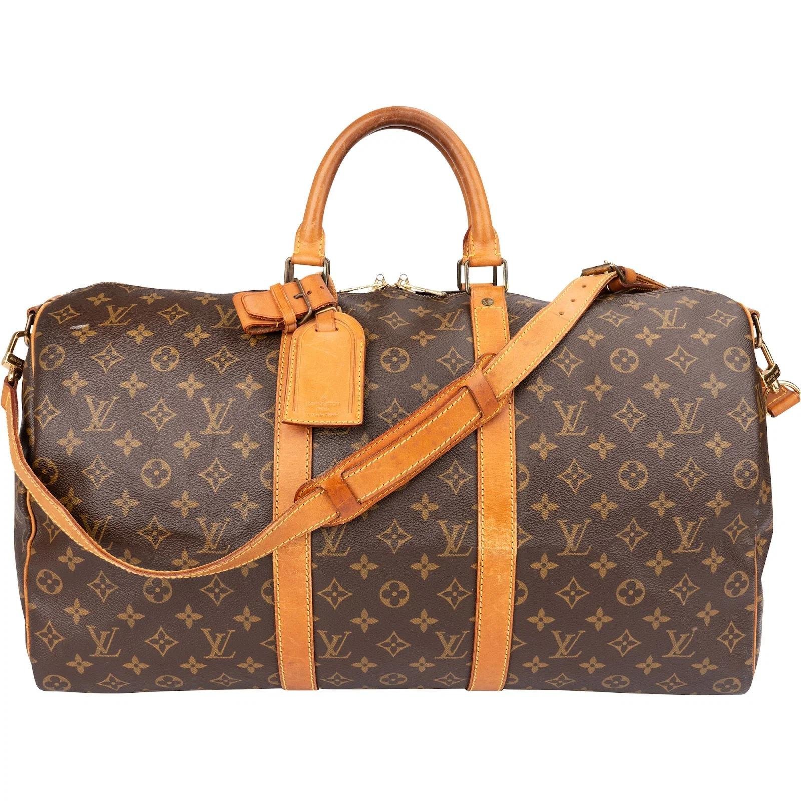 Louis Vuitton Keepall leather travel bag