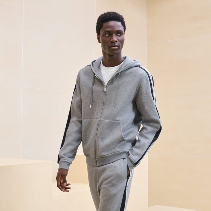 Gris "Run H" Zipped Hooded Sweater