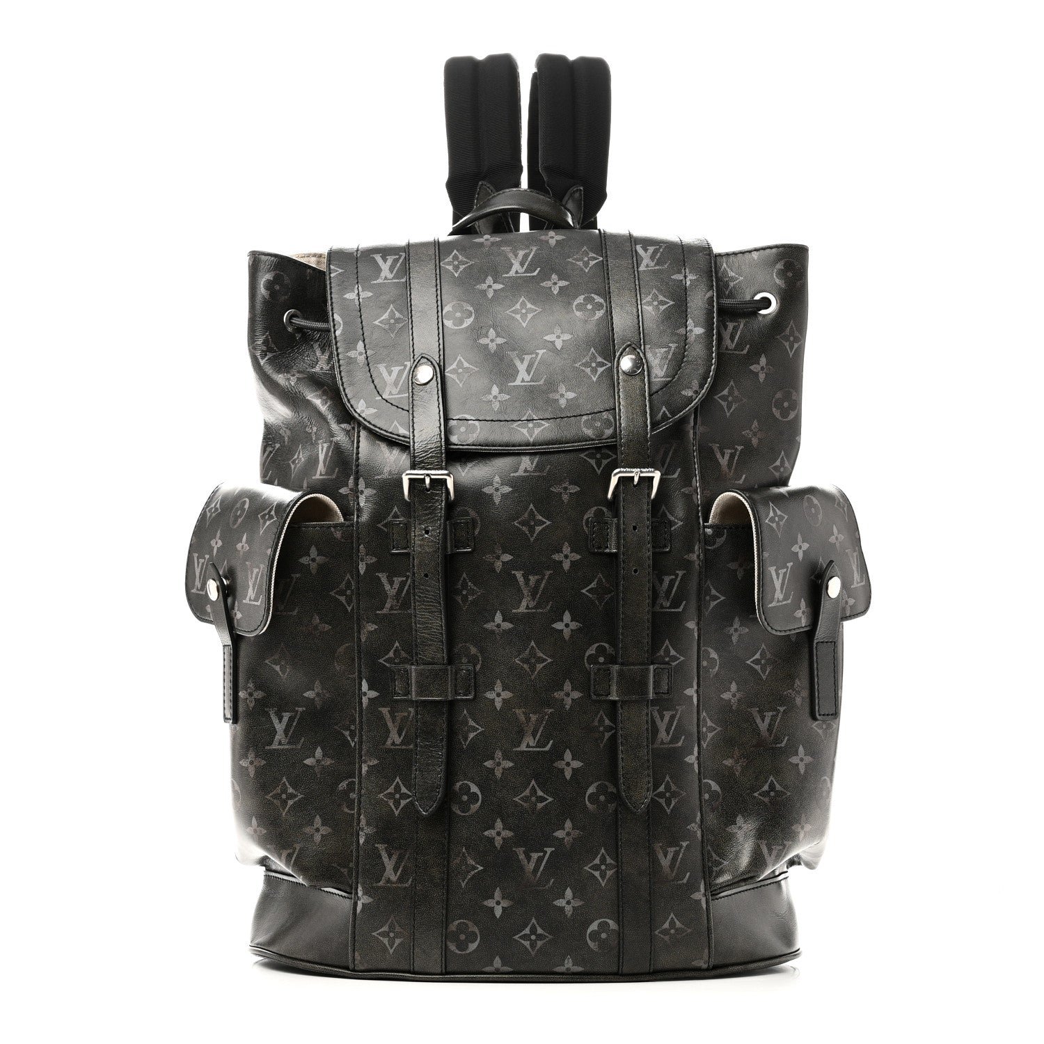 Louis Vuitton Brushed Monogram Eclipse Christopher MM Backpack Black