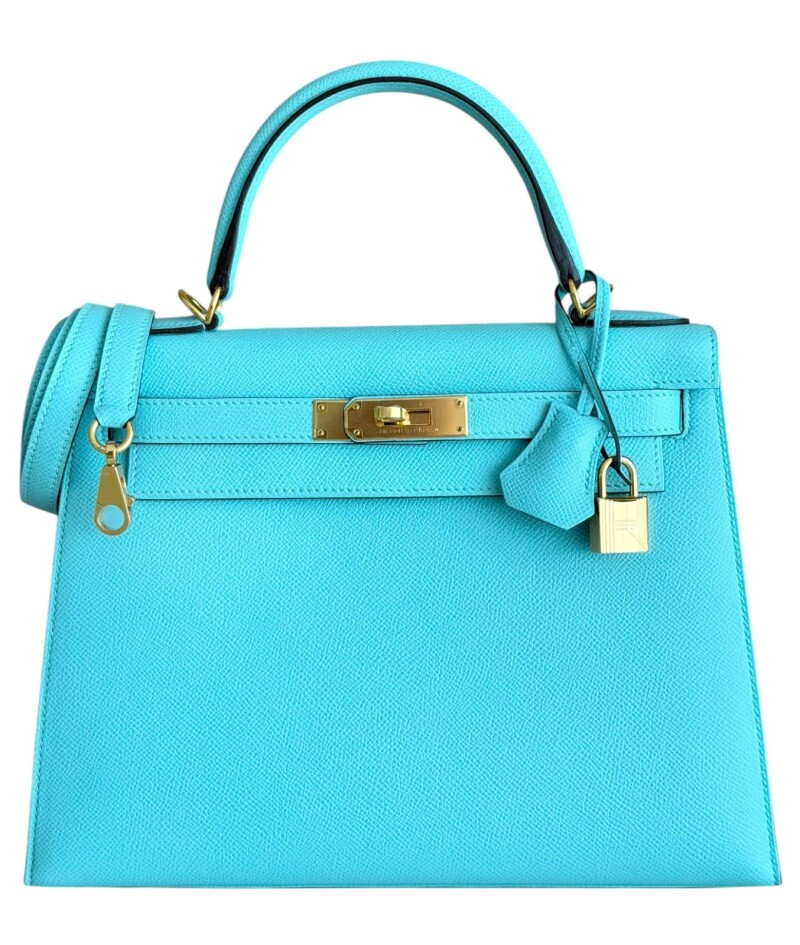 Hermes Blue Atoll Epsom Sellier Kelly 28 Gold Hardware, 2015