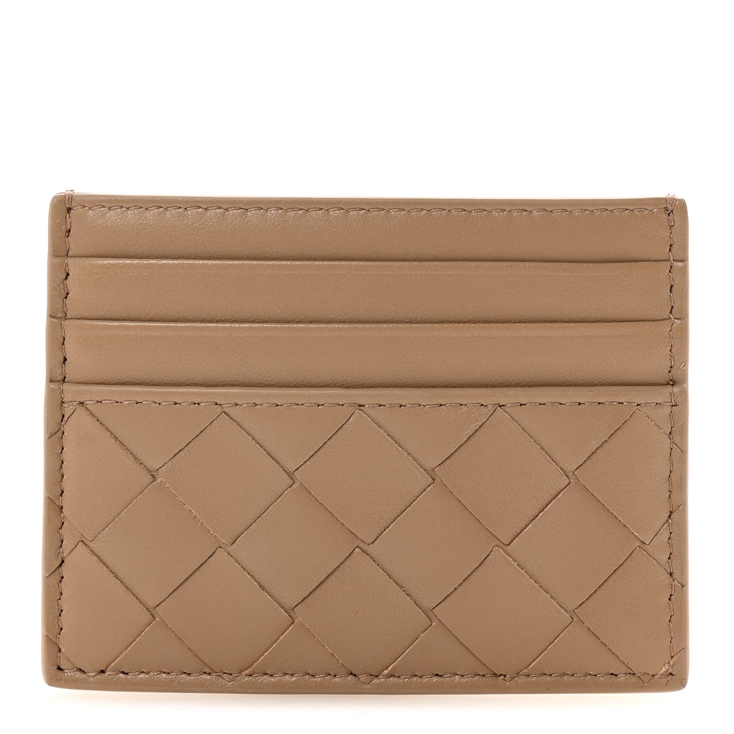 Bottega Veneta Nappa Intrecciato Card Case Camel