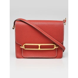 Hermes Hermes 23cm Sanguine Clemence Leather Roulis Bag