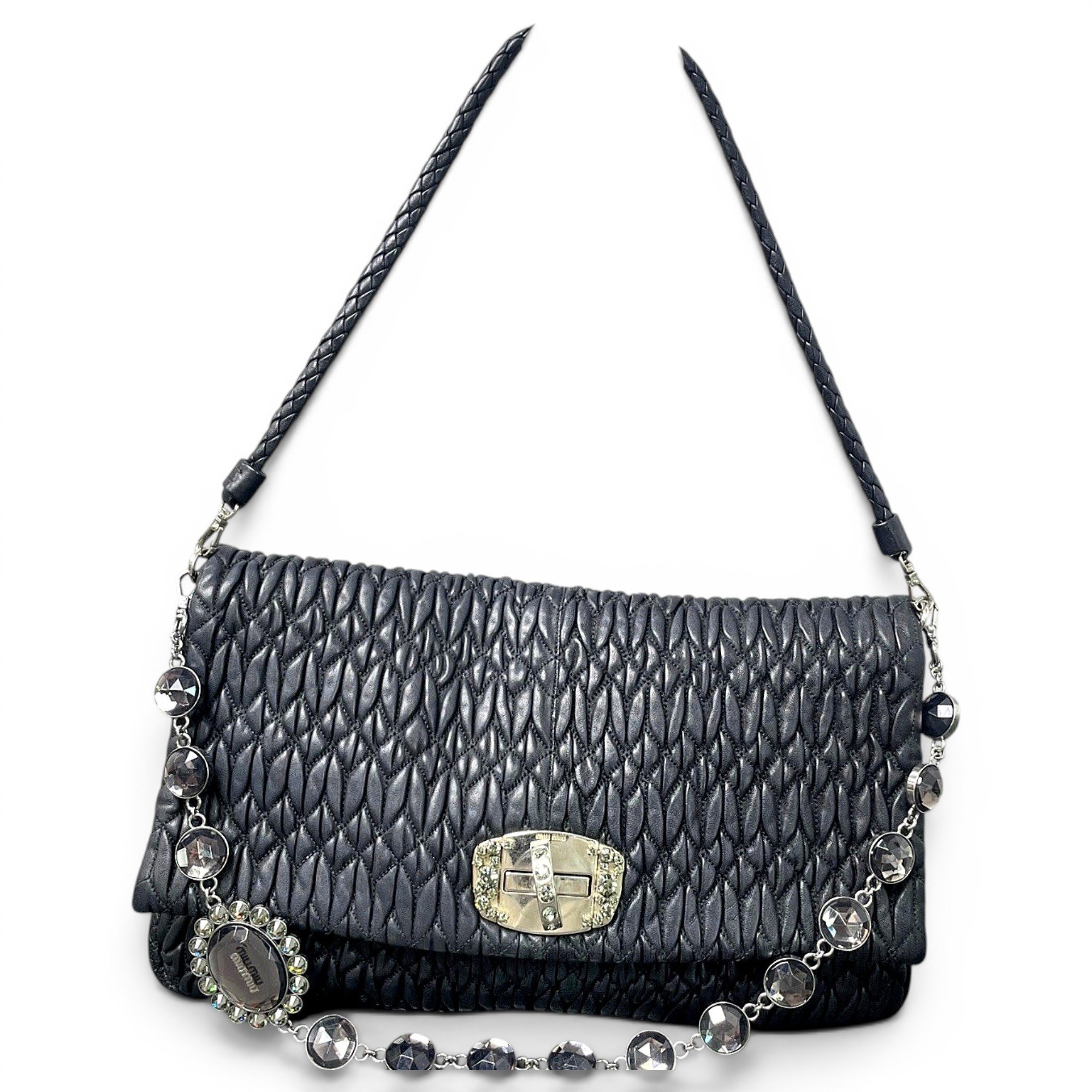 Miu Crystal leather handbag