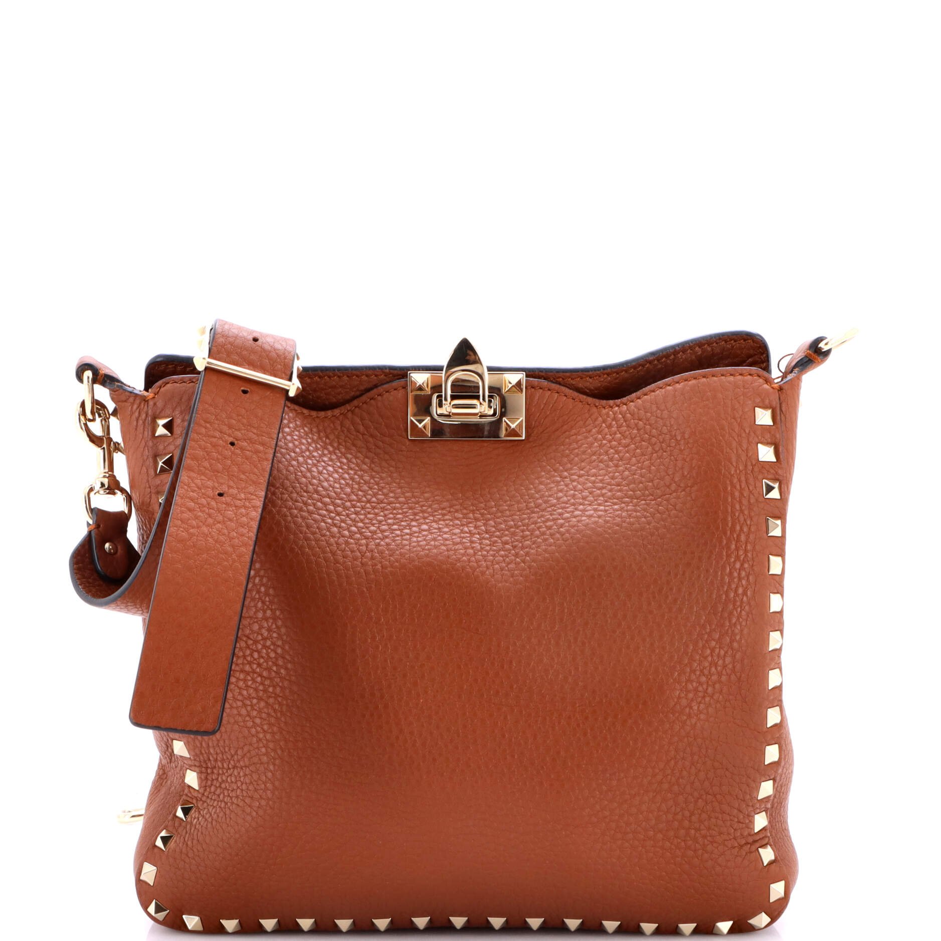 Rockstud Flip Lock Messenger Bag Leather Medium