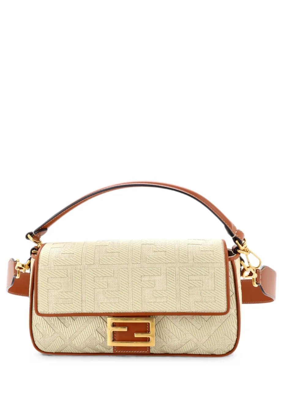 Fendi Baguette NM Bag Zucca Embroidered Raffia Medium crossbody bag