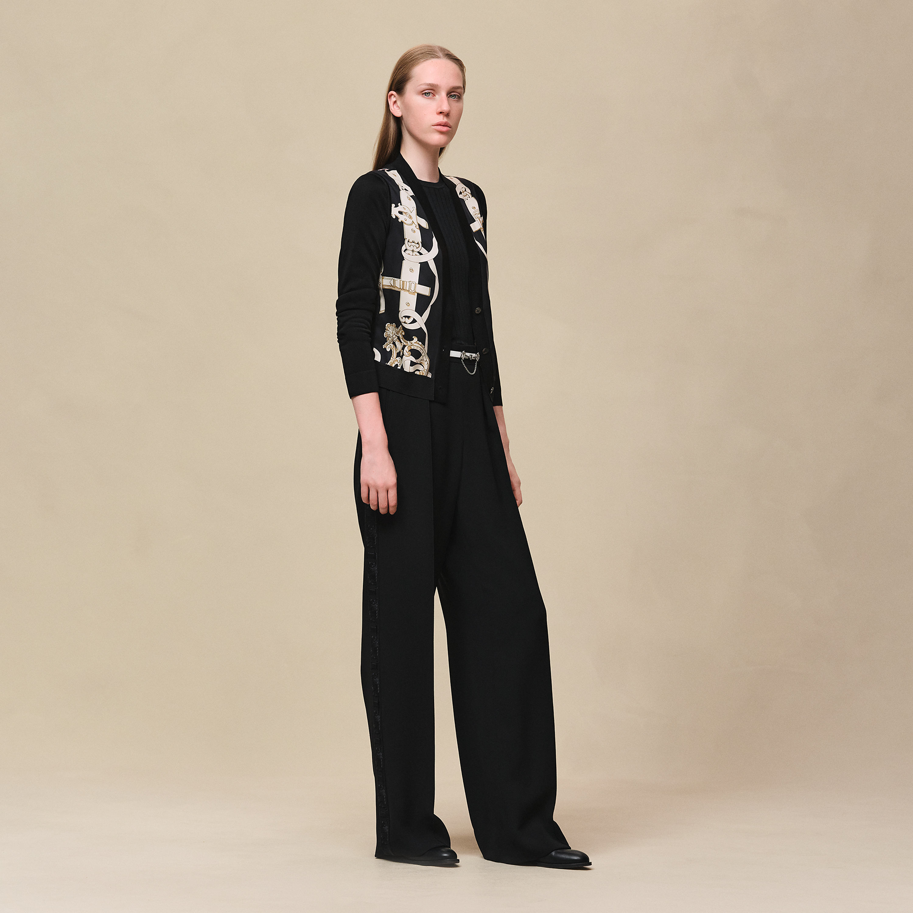 "Ferronnerie Remix" long-sleeve twillaine cardigan