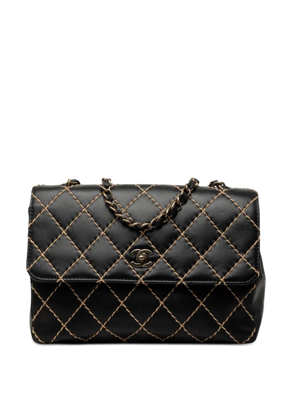 2000-2002 Jumbo CC Quilted Lambskin Wild Stitch Flap shoulder bag