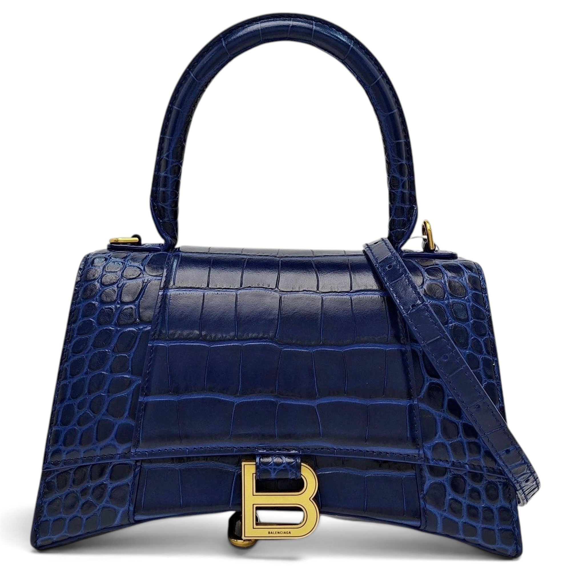 Hourglass leather handbag