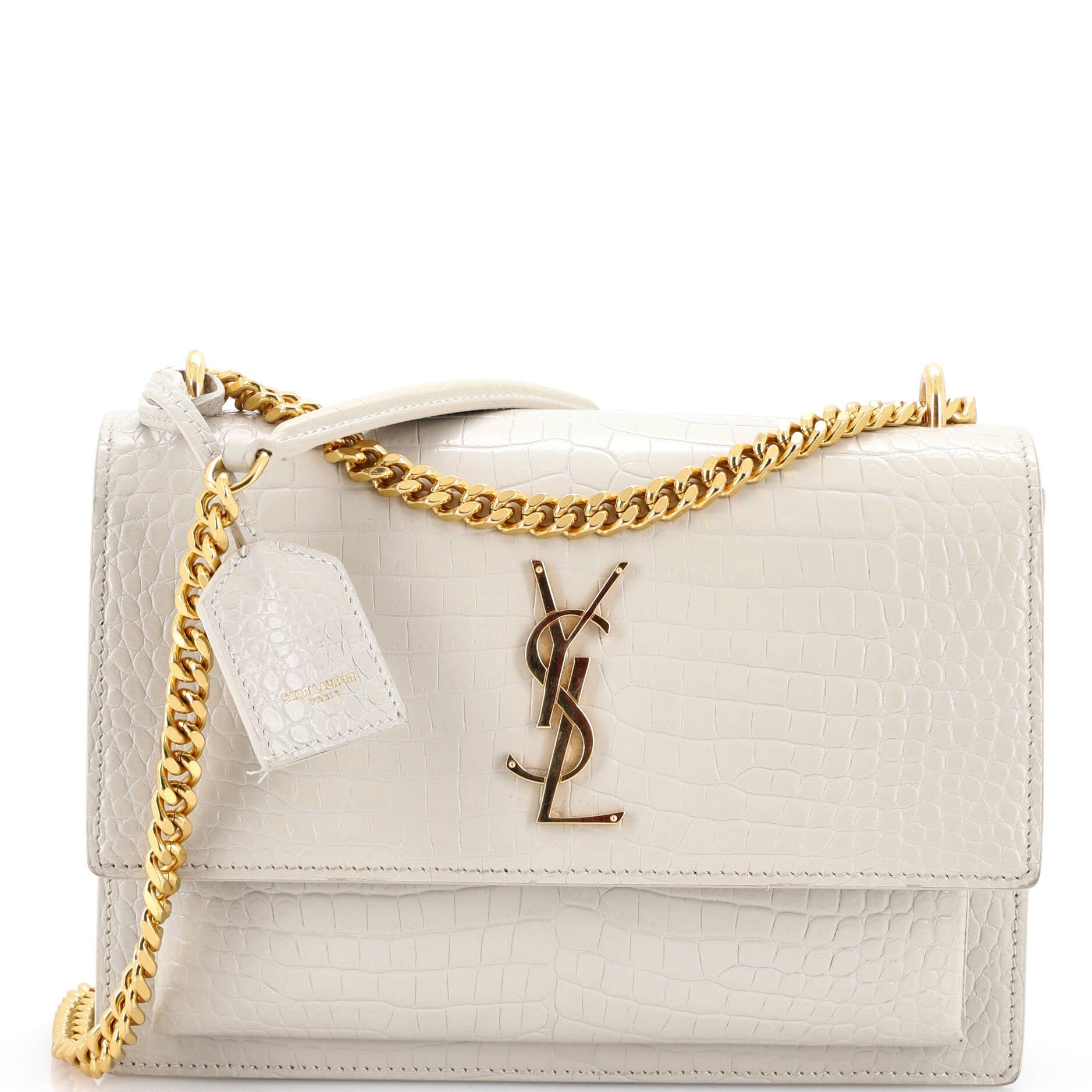 Sunset Crossbody Bag Crocodile Embossed Leather Medium