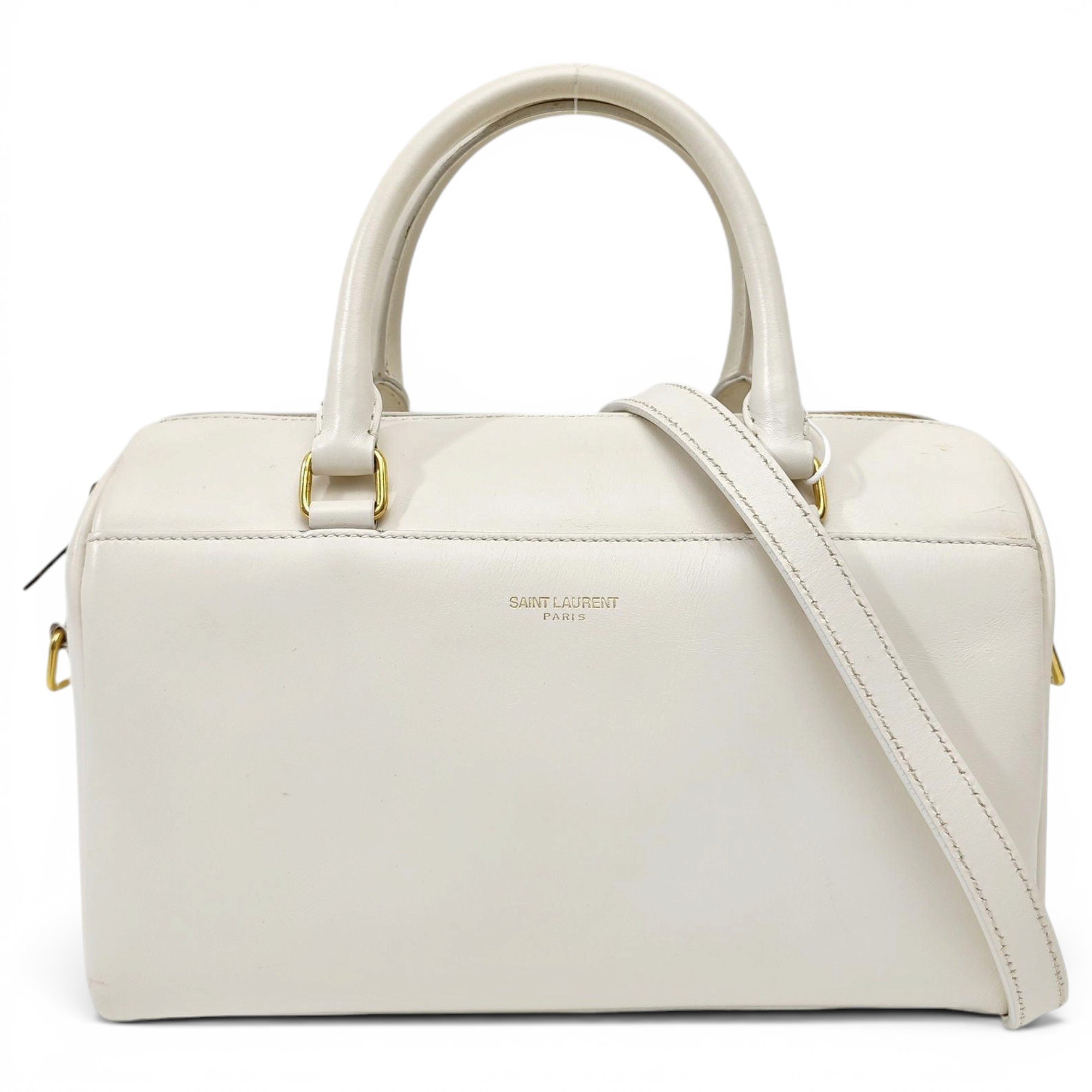 Duffle leather handbag