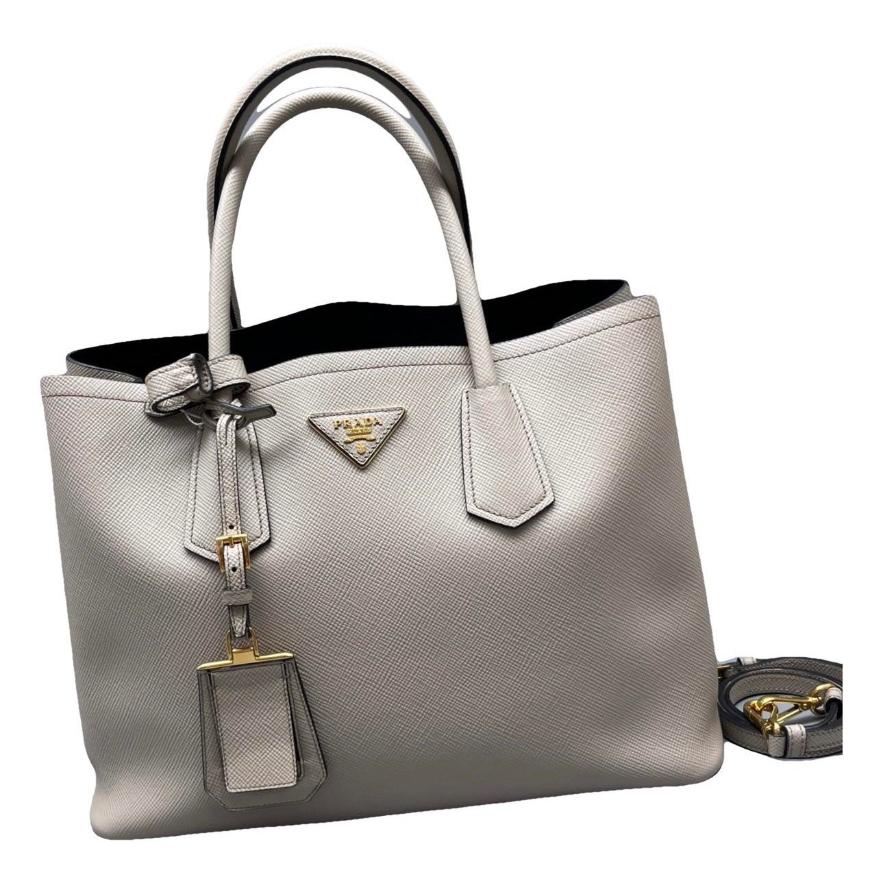 Double leather handbag