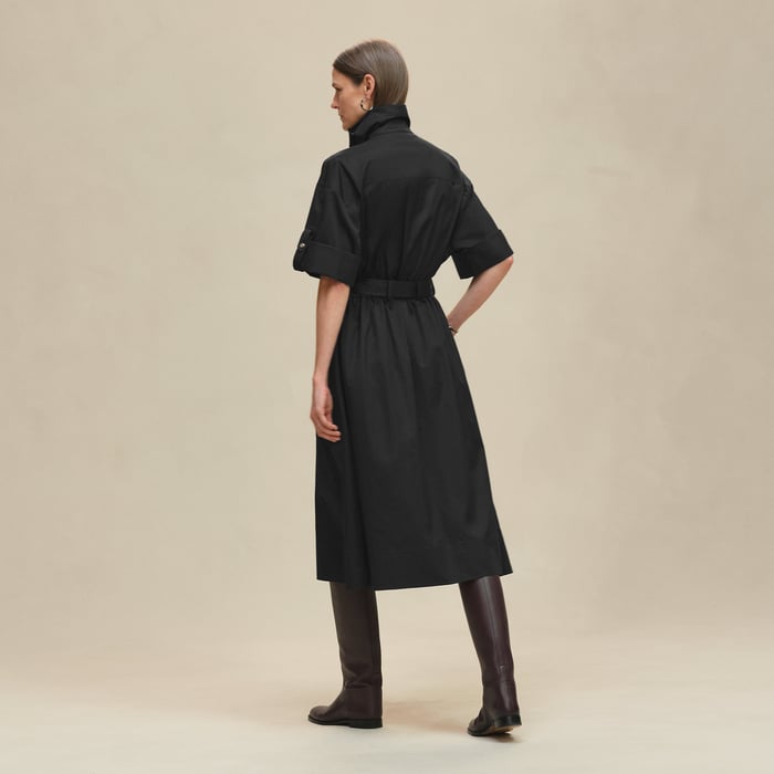 Noir Belted Wide Dress
