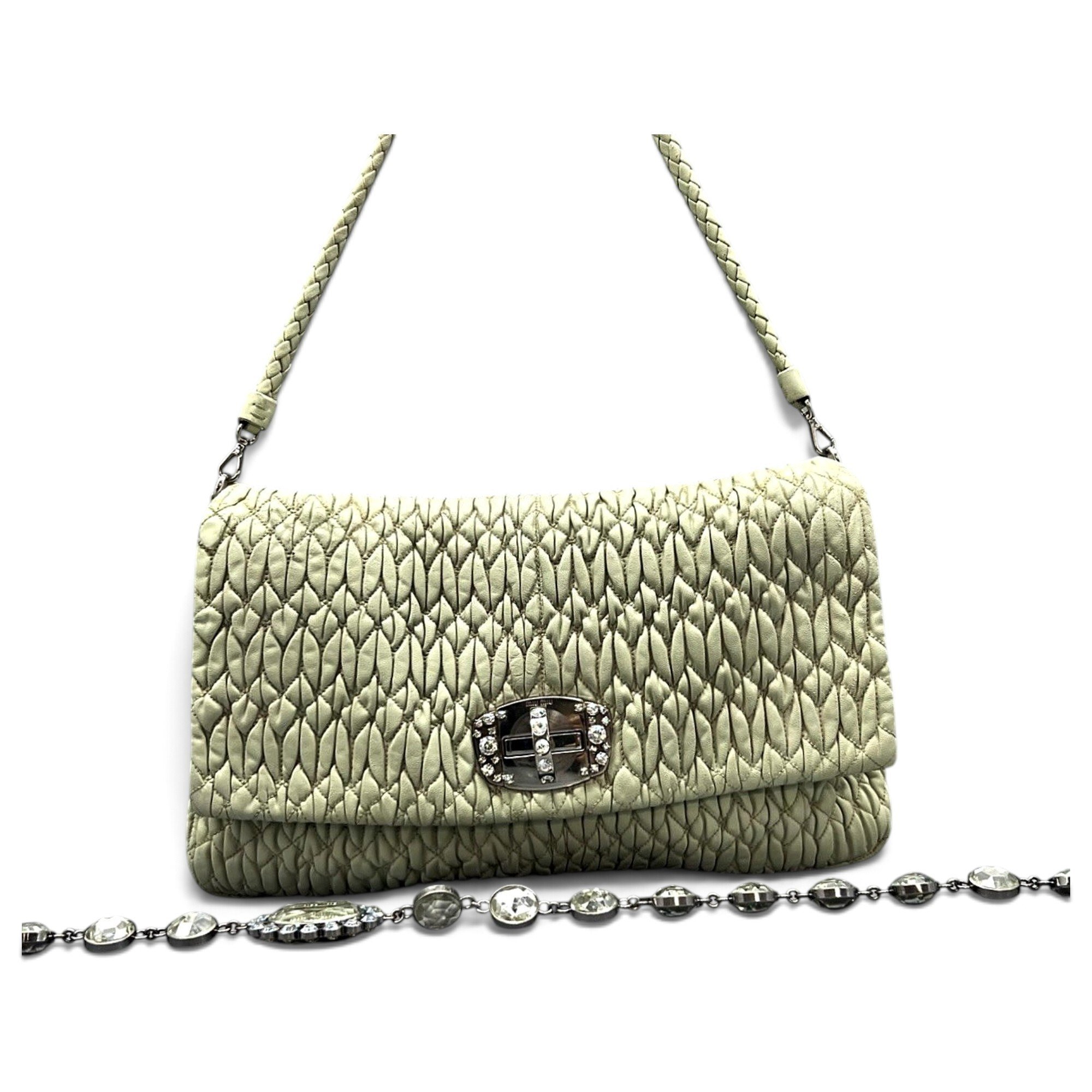 Miu Crystal leather handbag