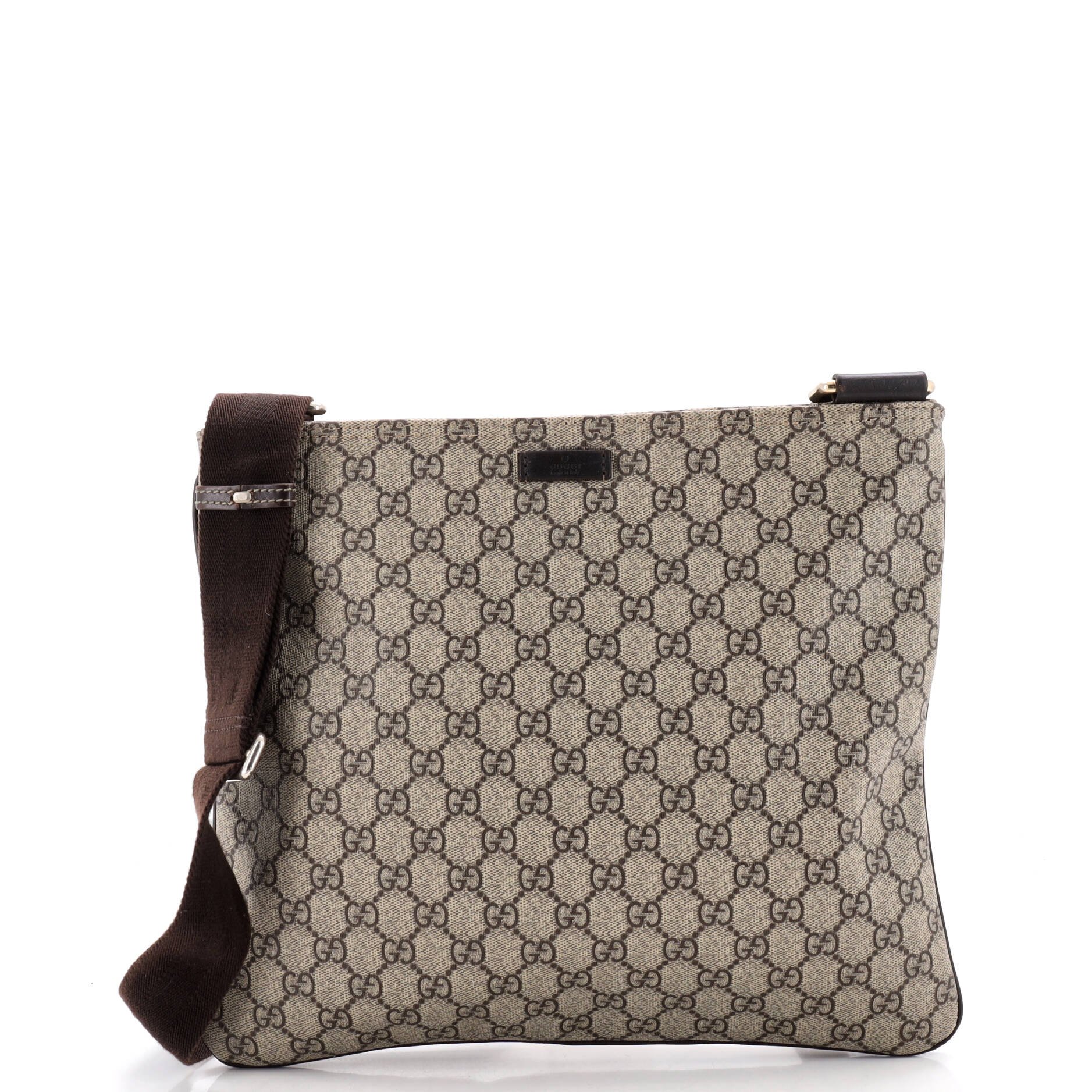 Zip Top Messenger Bag GG Coated Canvas Large