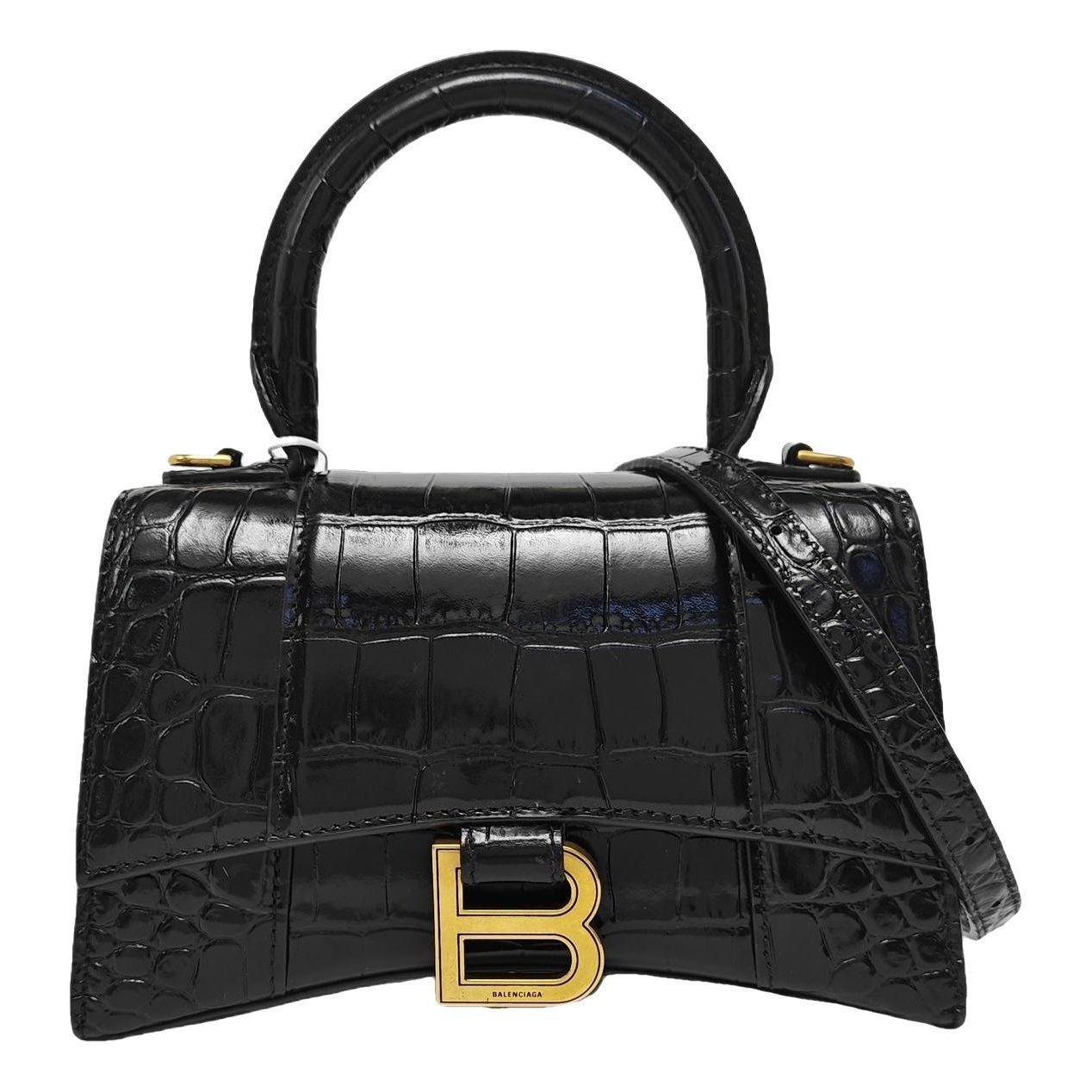 Hourglass leather handbag