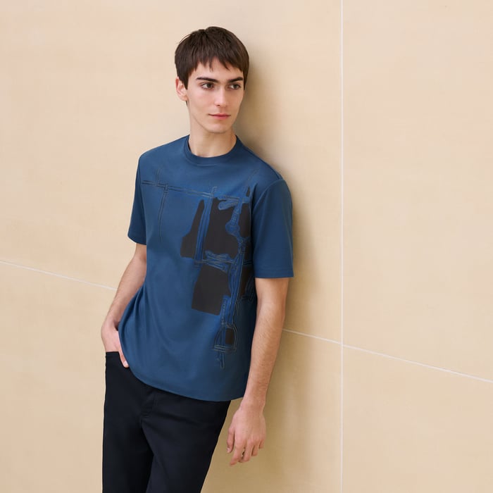 Bleu Turquin "Harnais En Gouache 3d" T-shirt