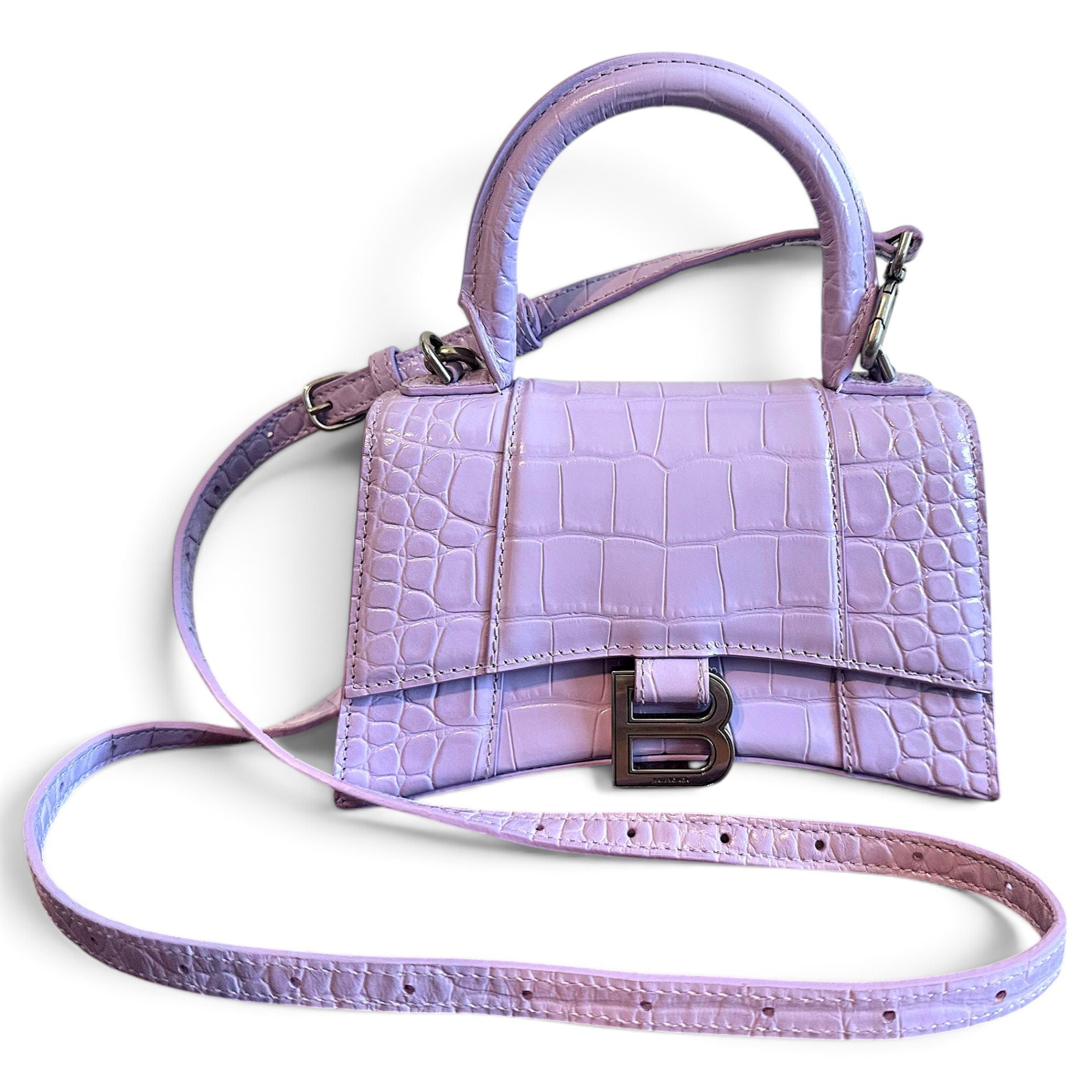 Hourglass leather handbag