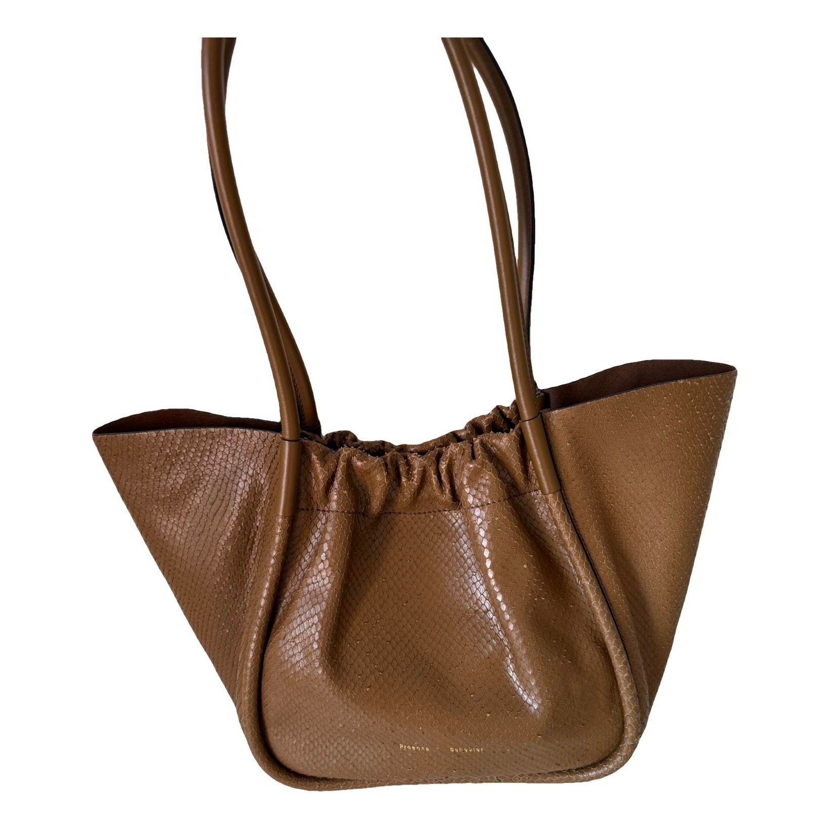 Ruched leather handbag