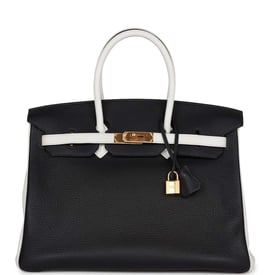 Hermes Pre-owned Hermes Special Order (HSS) Birkin 35 Black and White Clemence Gold Hardware
