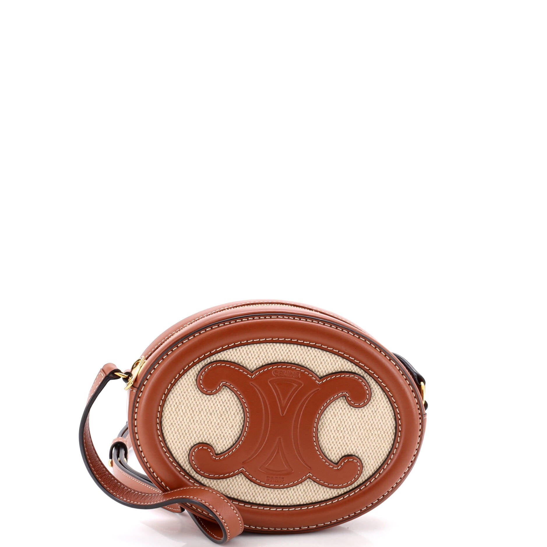 Triomphe Oval Crossbody Bag Canvas and Leather