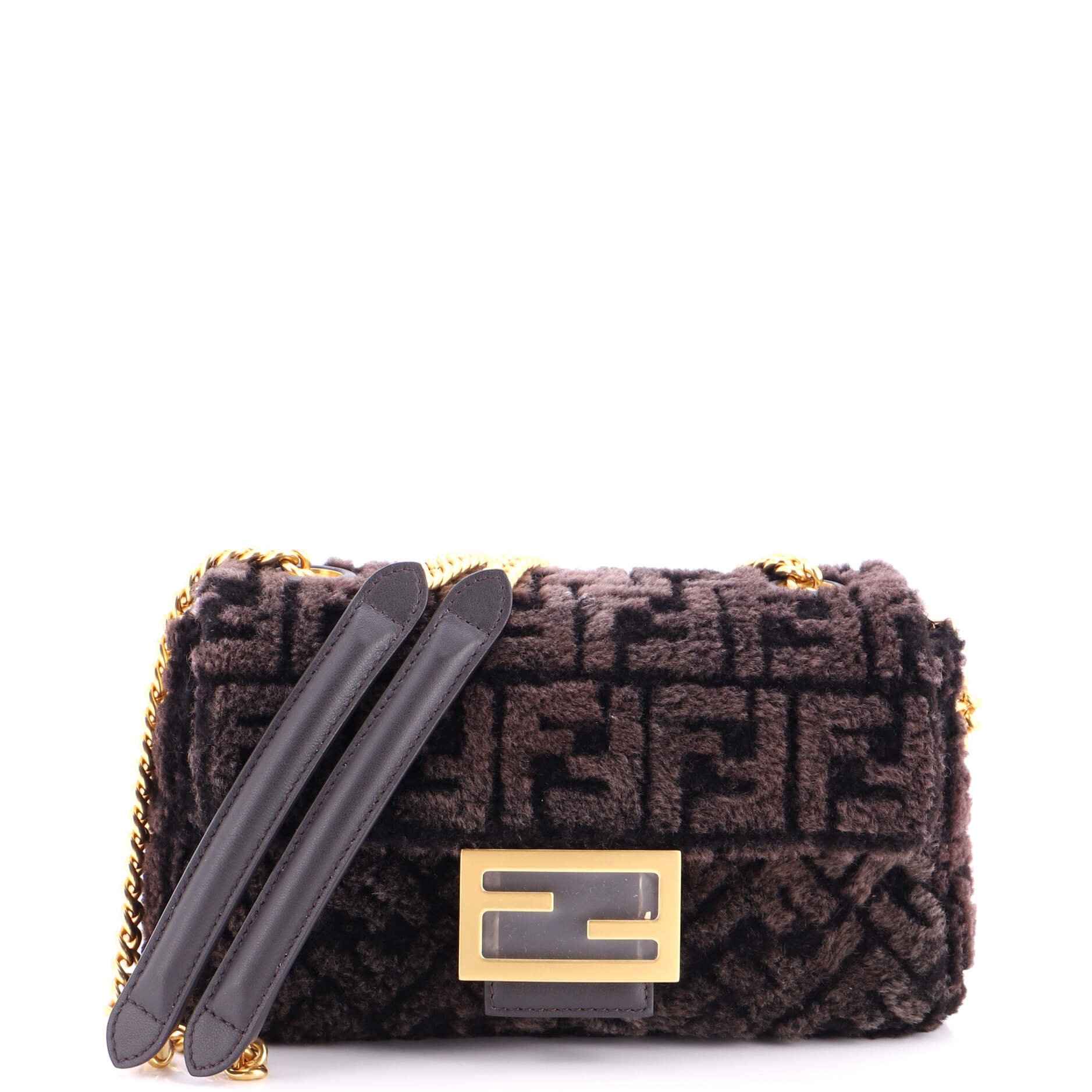 Midi Baguette Chain Bag Zucca Shearling Medium