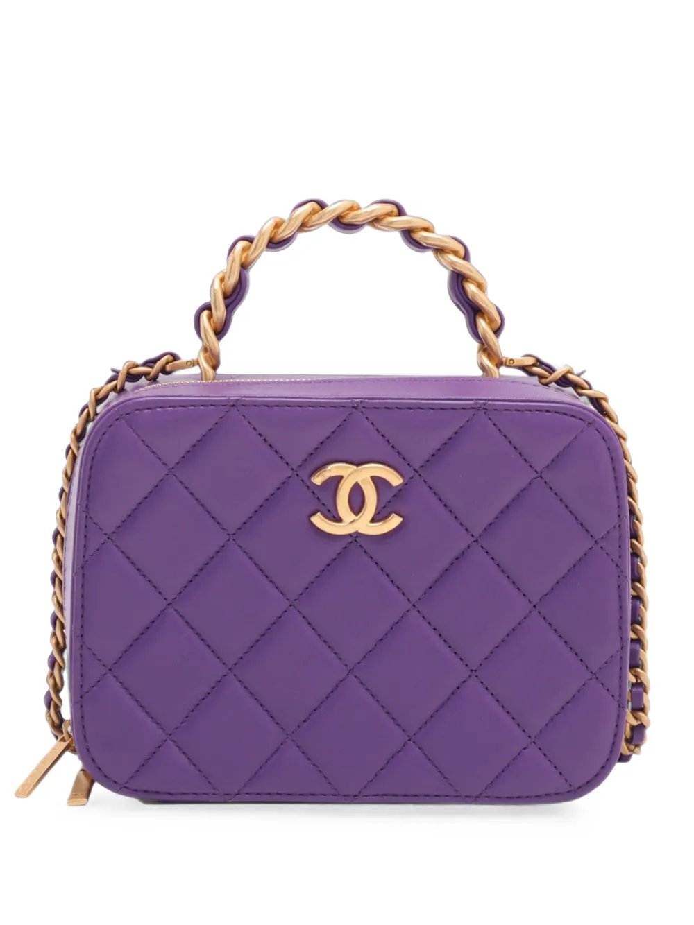 2021-2026 Small CC Quilted Lambskin Top Handle Vanity Case satchel