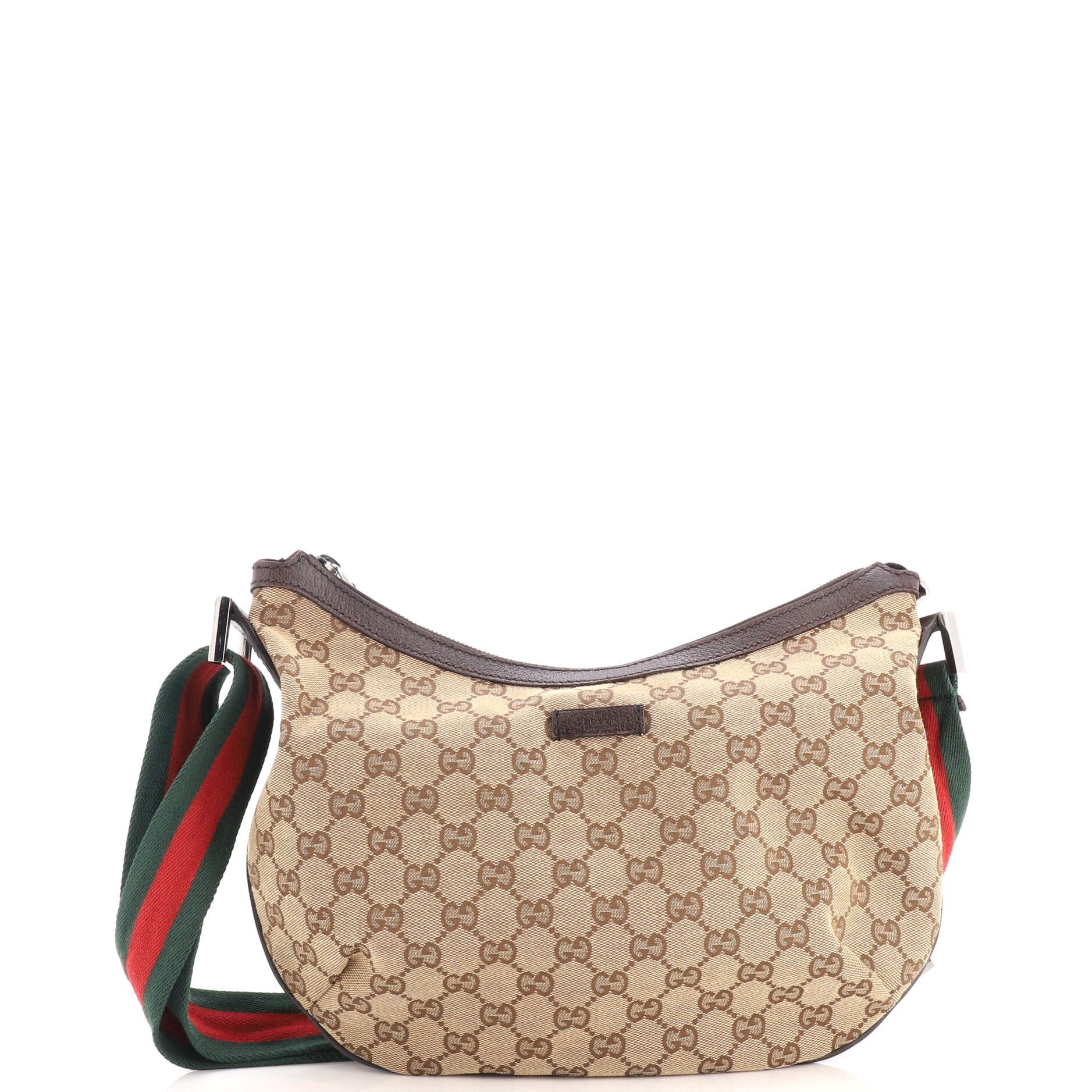 Saddle Zip Messenger Bag GG Canvas with Leather Medium