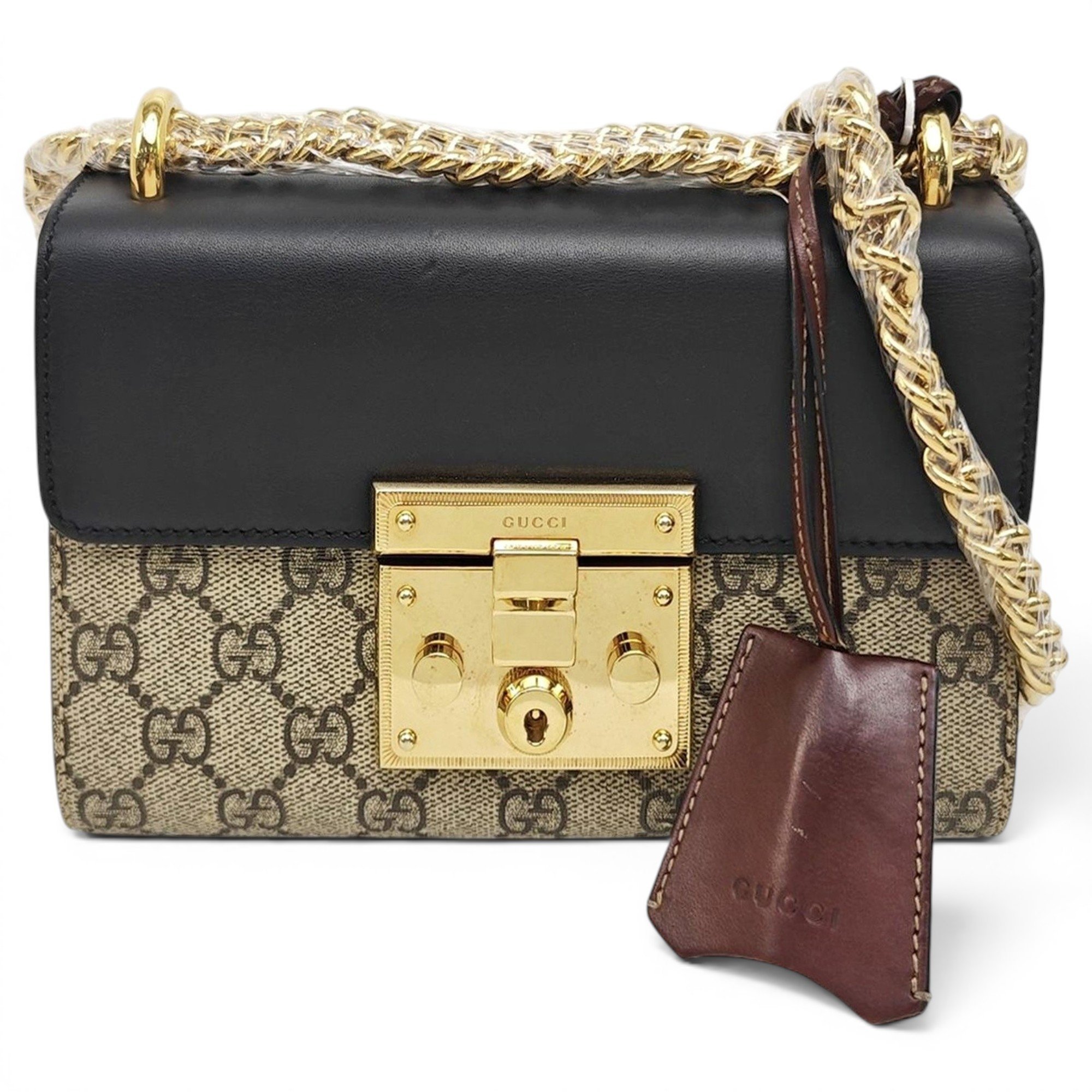 Padlock leather handbag