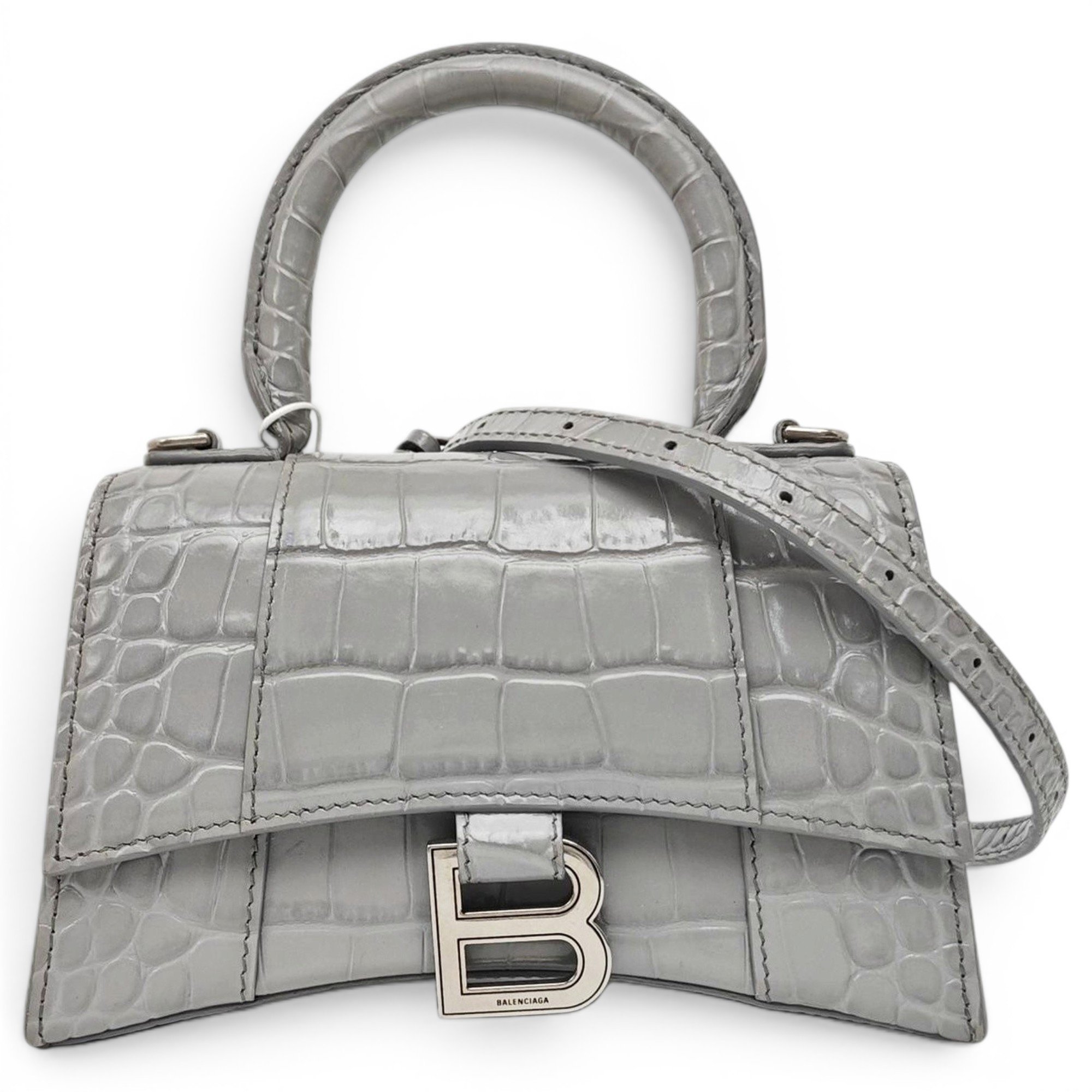 Hourglass leather handbag