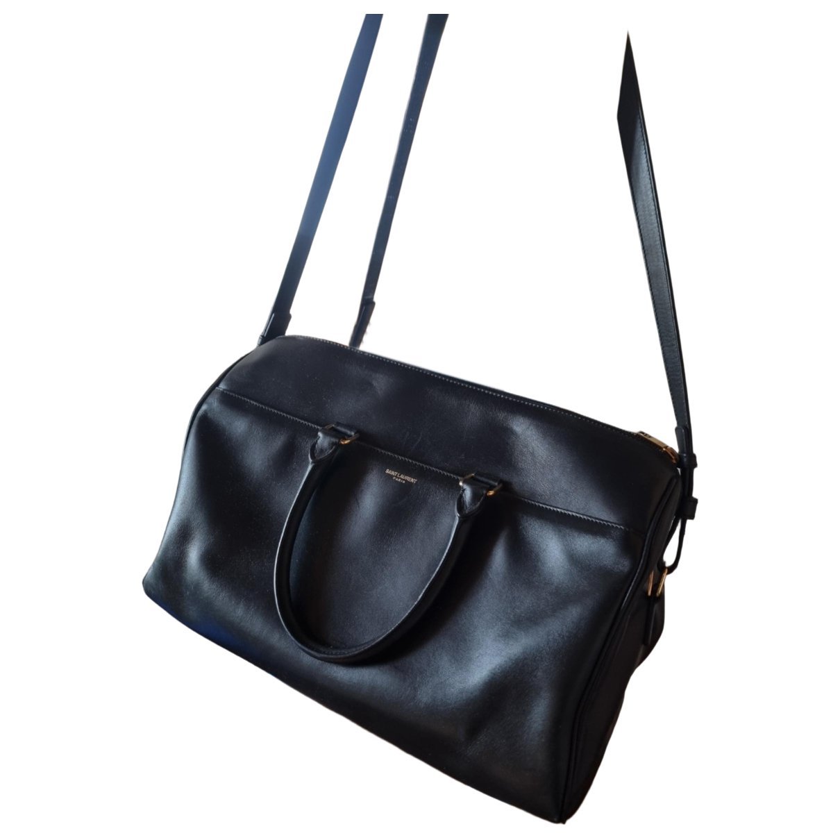Duffle leather handbag