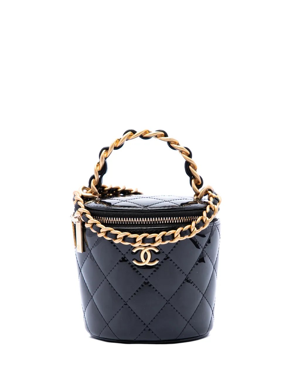 2021-2026 Quilted Patent Afternoon Tea Top Handle Vanity Case with Chain satchel