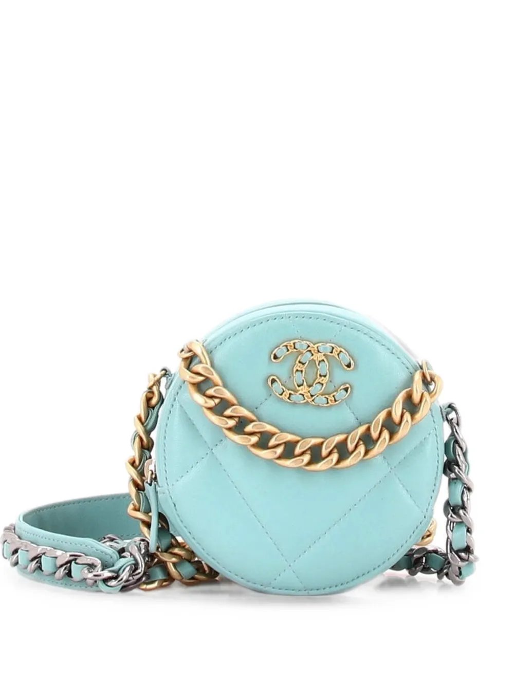 19 Round with Chain Quilted Leather clutch bag