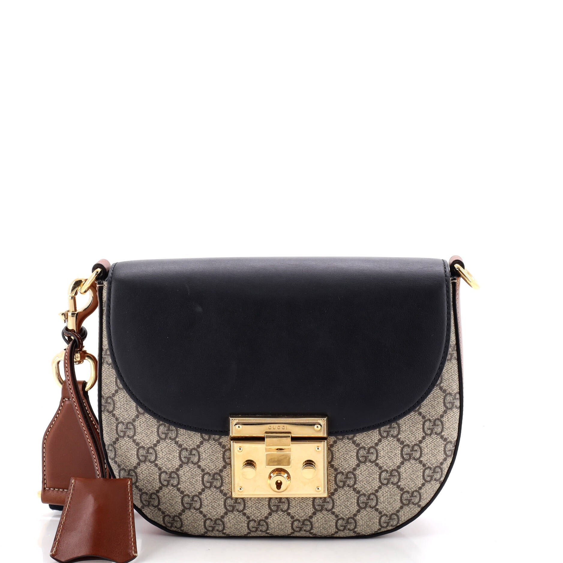 Padlock Saddle Shoulder Bag GG Coated Canvas and Leather Medium