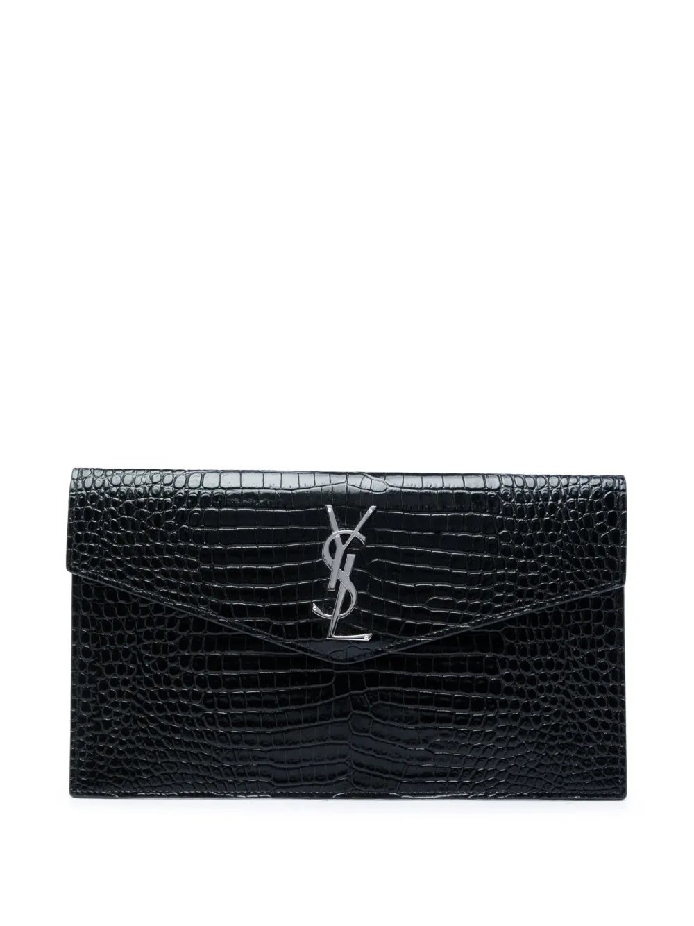 2019 Croc Embossed Leather Uptown Pouch clutch bag