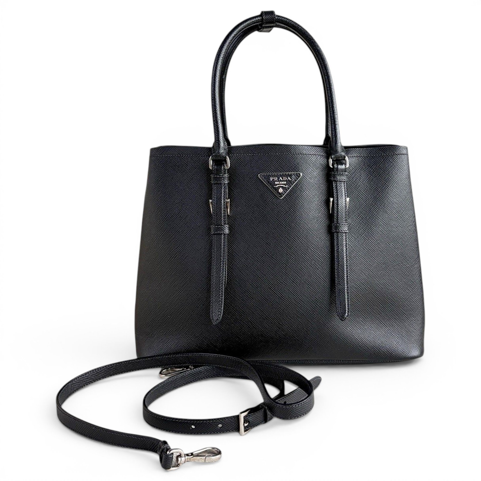 Double leather handbag
