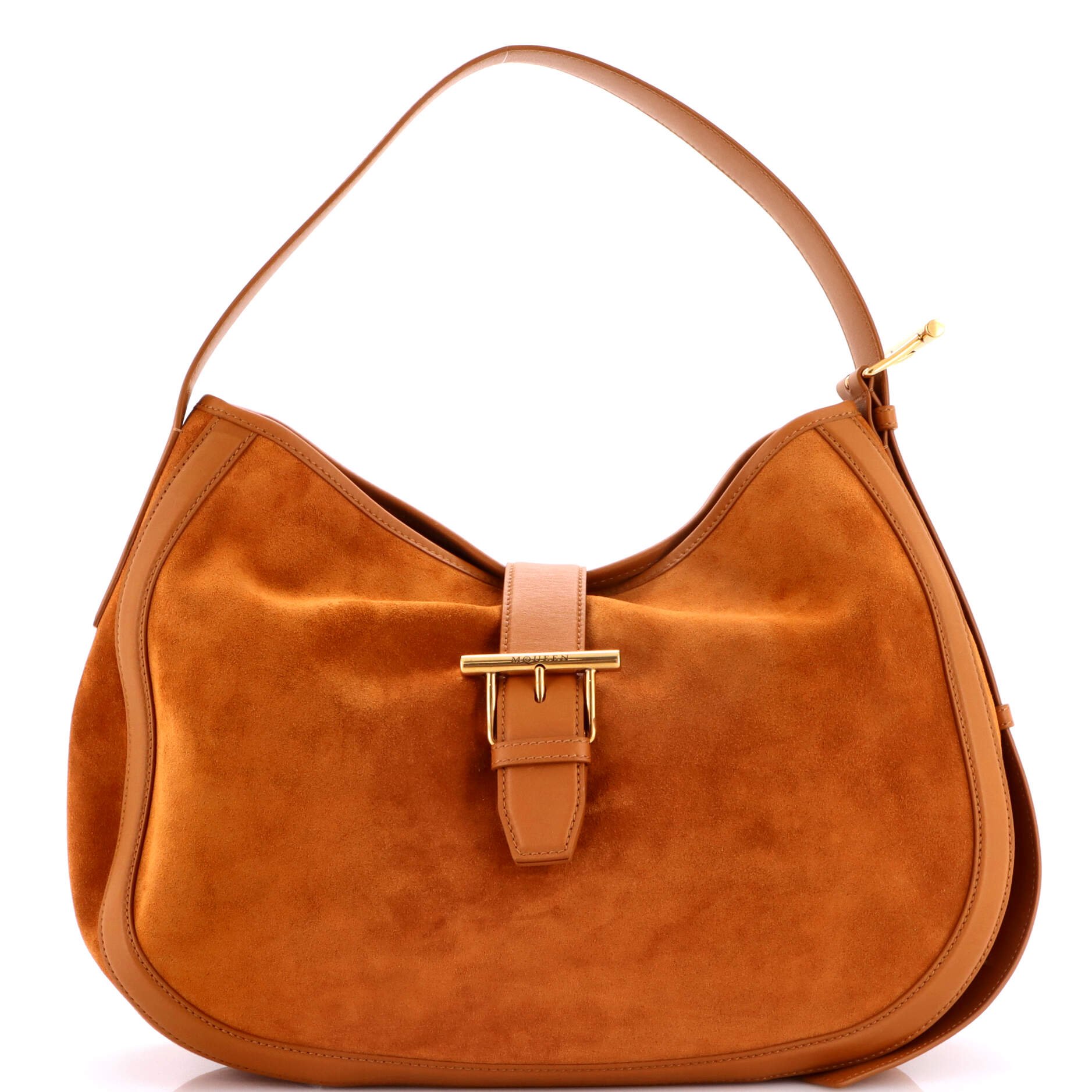 Alexander McQueen T-Bar Shoulder Bag Suede with Leather