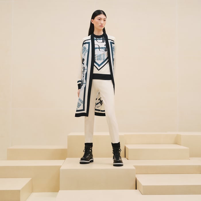 "Mors a Jouets Detoure" long-sleeve twillaine cardigan